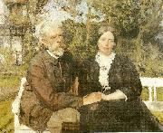 Julius Paulsen laurits tuxen og hustru frederikke i haven ved villa dagminne i skagen Sweden oil painting artist